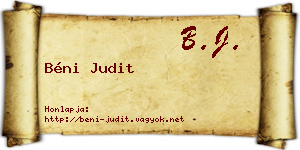 Béni Judit névjegykártya